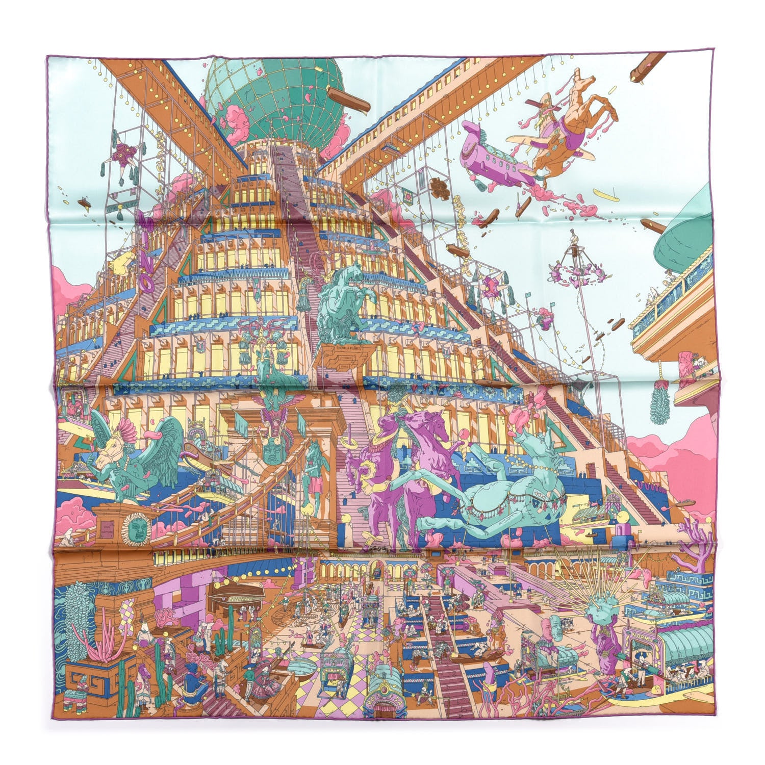 Hermes Silk La Legende Du Cheval A Plumes Scarf 90 1 of 5