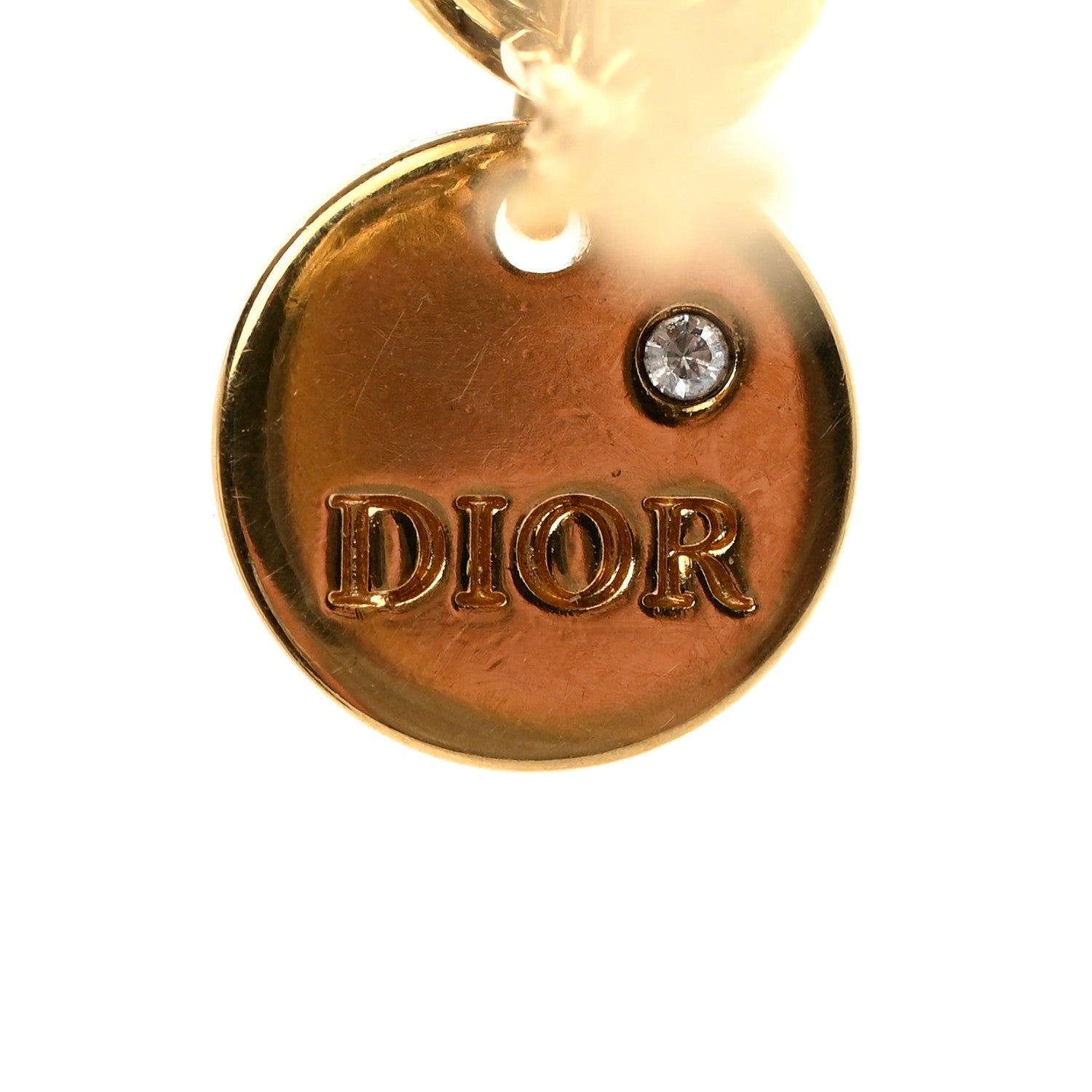 Christian Dior Metal Crystal Petit CD Double Necklace Gold 1852552