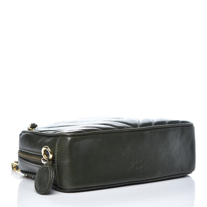 Chanel Lambskin Chevron Quilted Small Camera Case Green 4 of 14