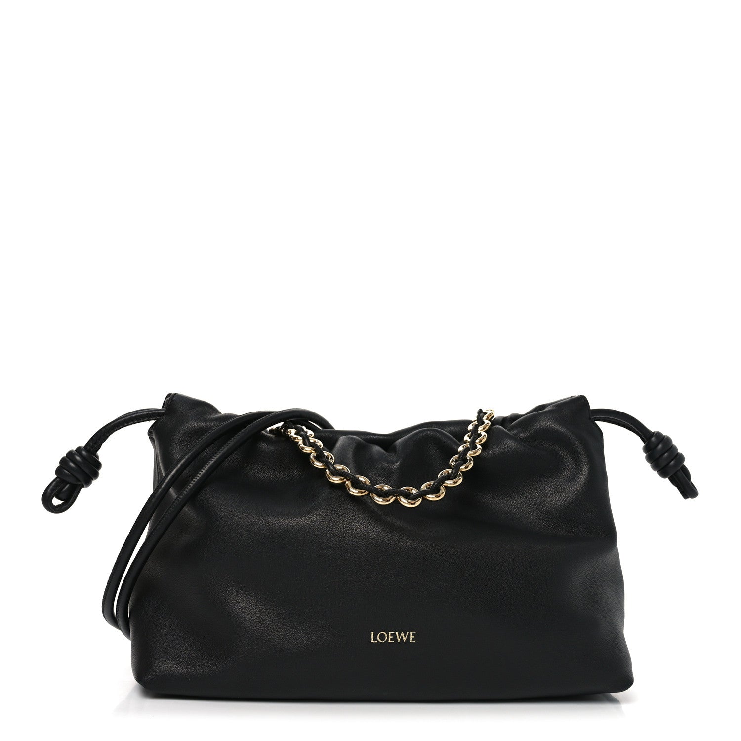 Loewe Mellow Nappa Medium Donut Chain Flamenco Knot Clutch  Black 1 of 10