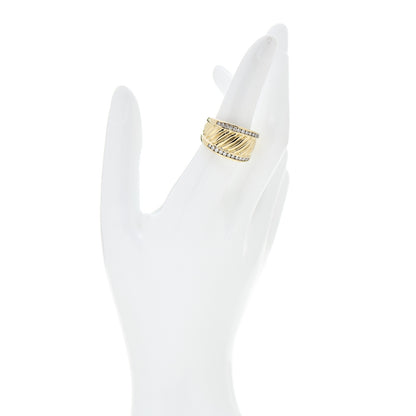 David Yurman 18K Yellow Gold Diamond Cable Cigar Band Ring 54 7 2 of 6