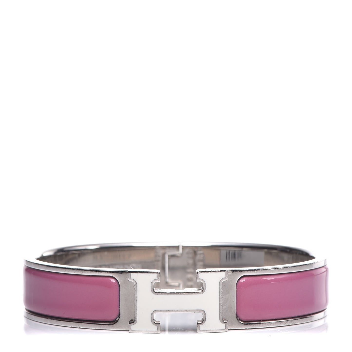 Enamel Narrow Clic Clac H Bracelet PM Rose Velours White