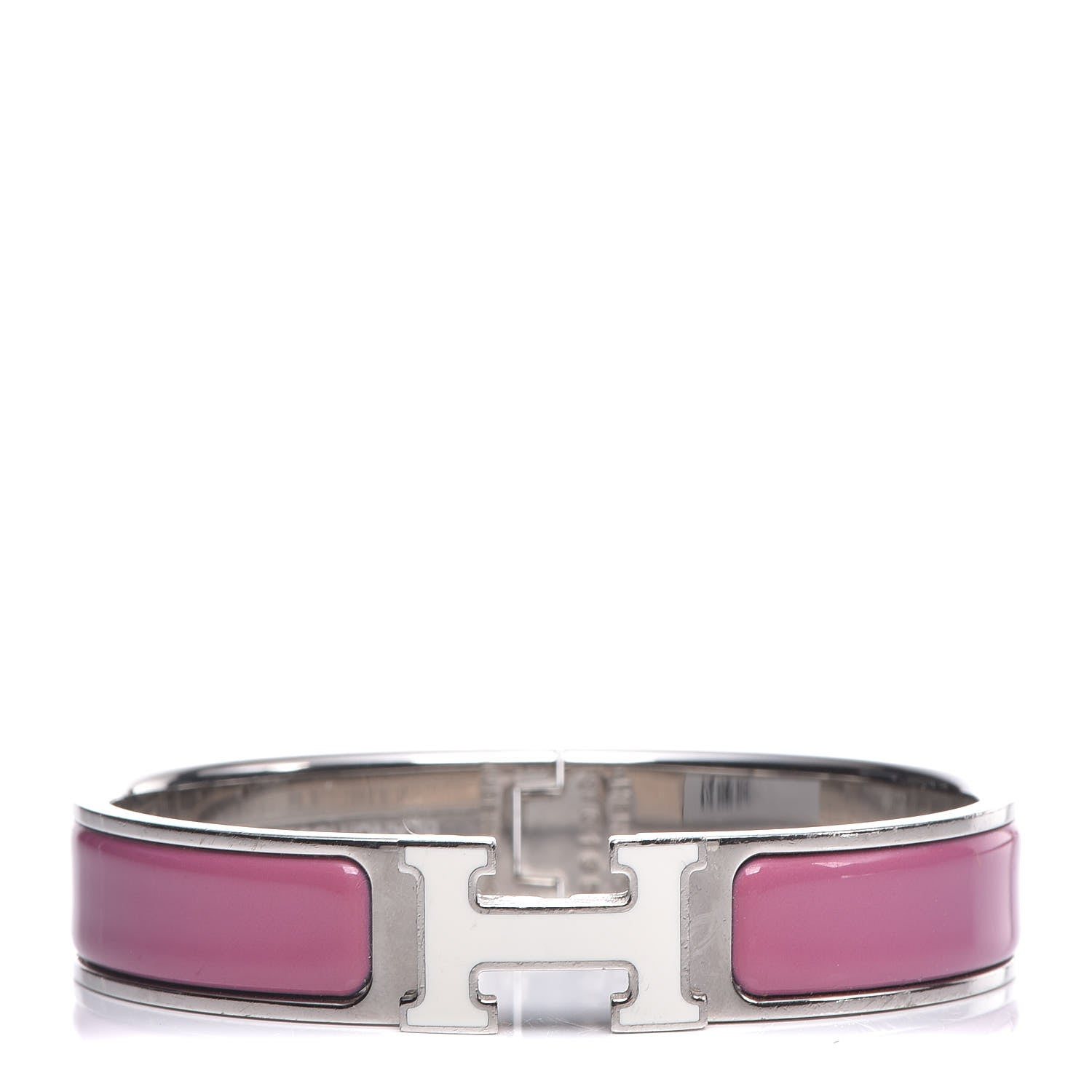 Hermes Enamel Narrow Clic Clac H Bracelet PM Rose Velours White 1 of 4
