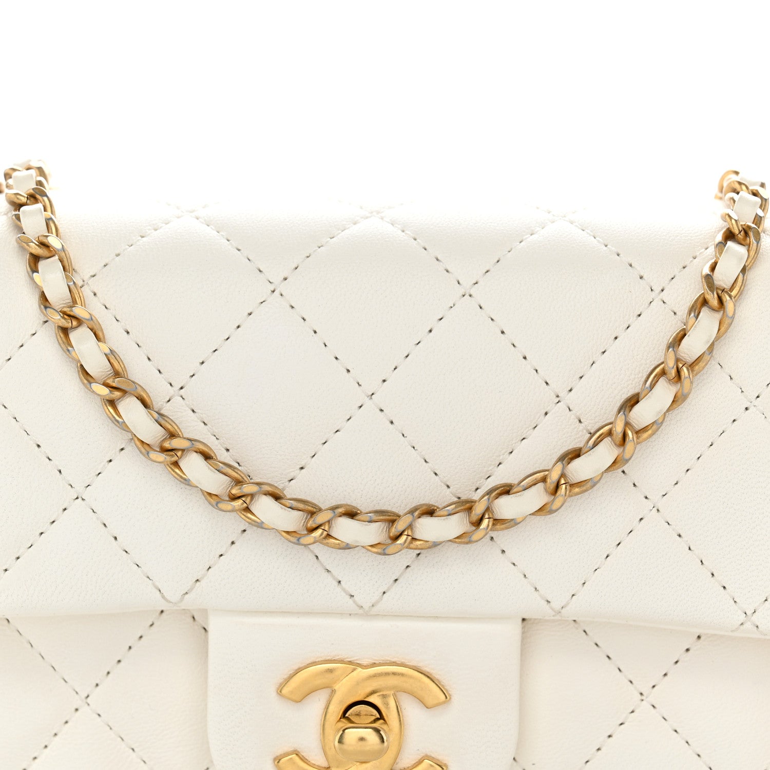 Chanel Lambskin Quilted Mini Rectangular Pearl Crush Flap White 7 of 9