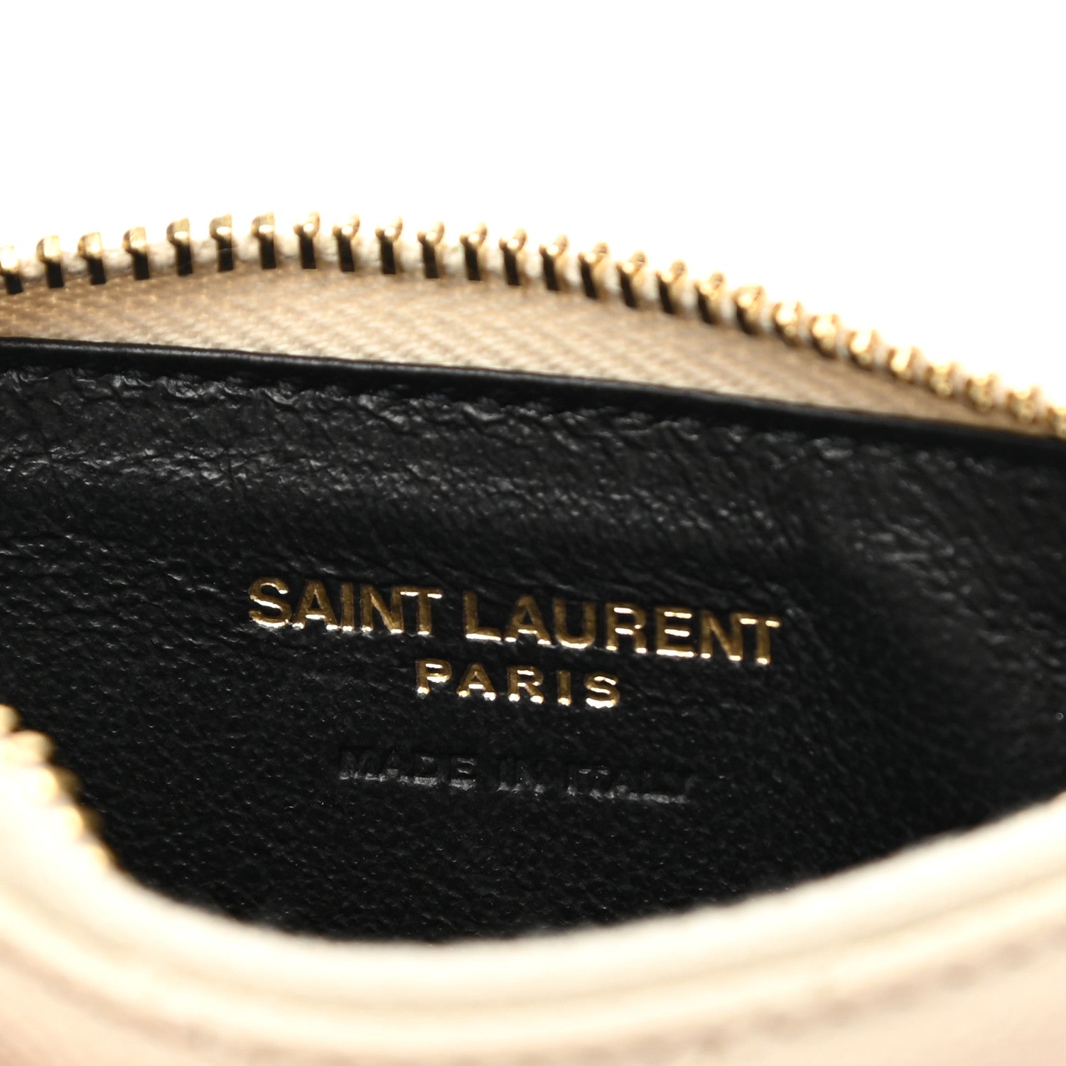 Saint Laurent Grain De Poudre Matelasse Chevron Monogram Fragments Zippered Card Case Blanc Vintage 6 of 12