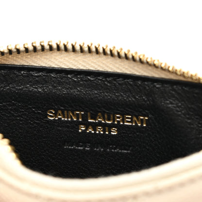 Saint Laurent Grain De Poudre Matelasse Chevron Monogram Fragments Zippered Card Case Blanc Vintage 6 of 12