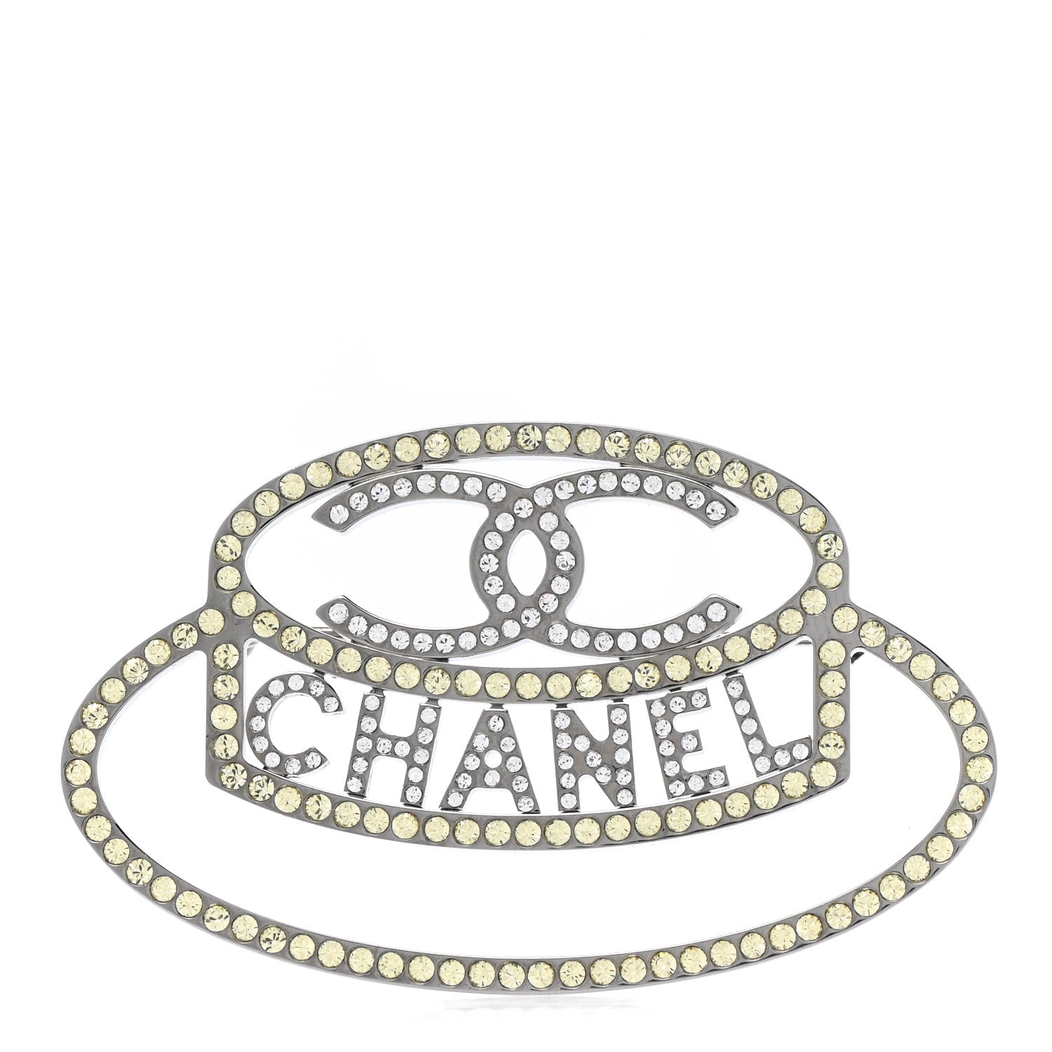 Chanel Ruthenium Strass Crystal Hat Brooch Pale Yellow 1 of 4