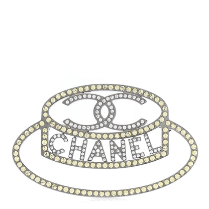 Chanel Ruthenium Strass Crystal Hat Brooch Pale Yellow 1 of 4