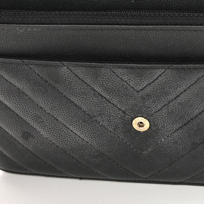 Chanel Caviar Chevron Quilted Wallet On Chain WOC Black 14 of 15