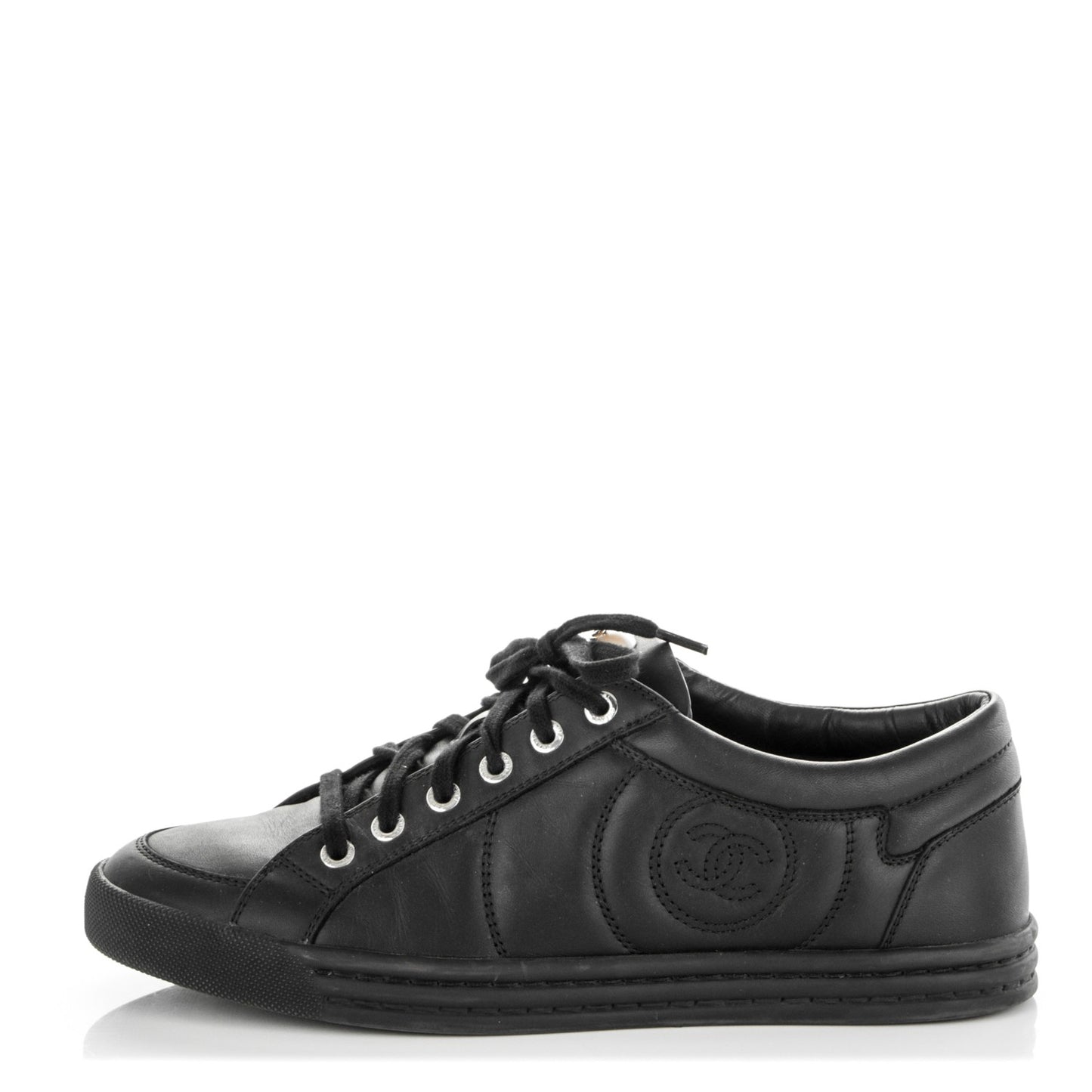 Calfskin Low Top CC Sneakers 39 Black