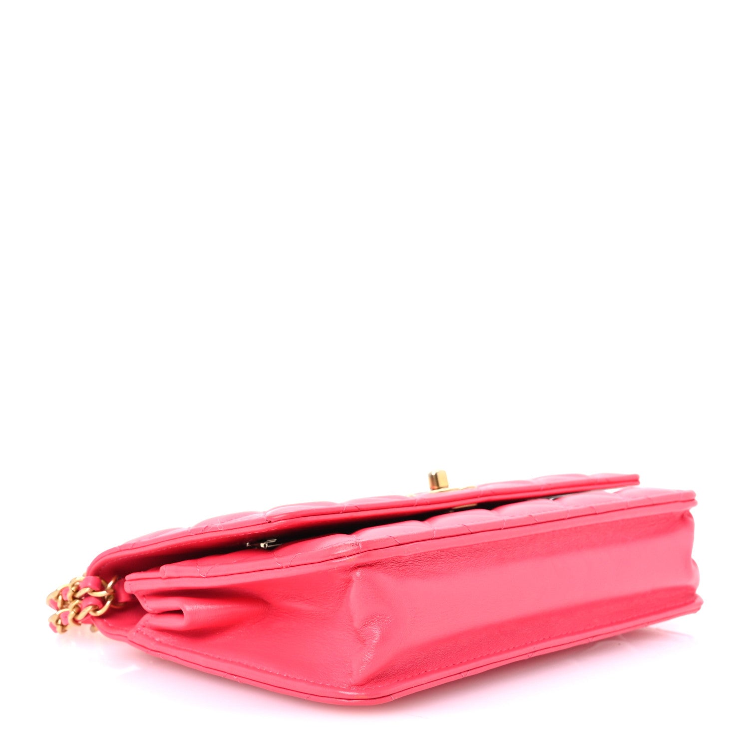 Chanel Lambskin Enamel Quilted CC Wallet on Chain WOC Pink 3 of 10