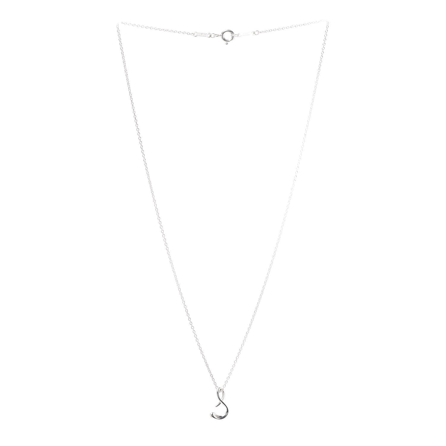 Tiffany Sterling Silver Elsa Peretti Letter S Pendant Necklace 3 of 5