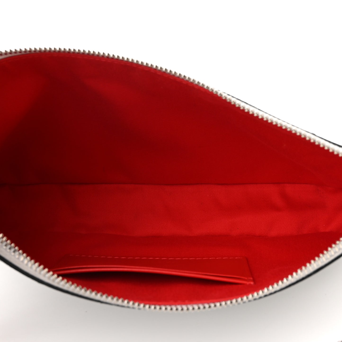 Metallic Textured Calfskin Loubila Chain Clutch Silver