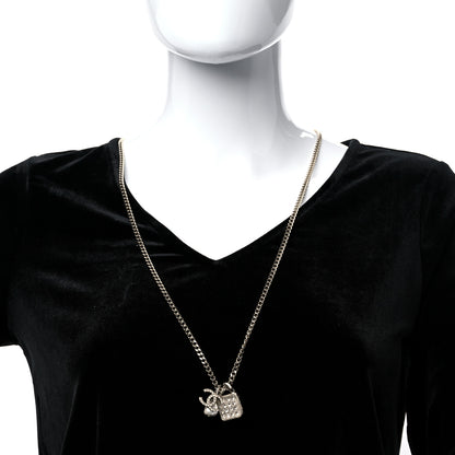 Chanel Crystal Pearl Resin CC Drop Multi Strand Chain Necklace Gold Pearly White 2 of 7