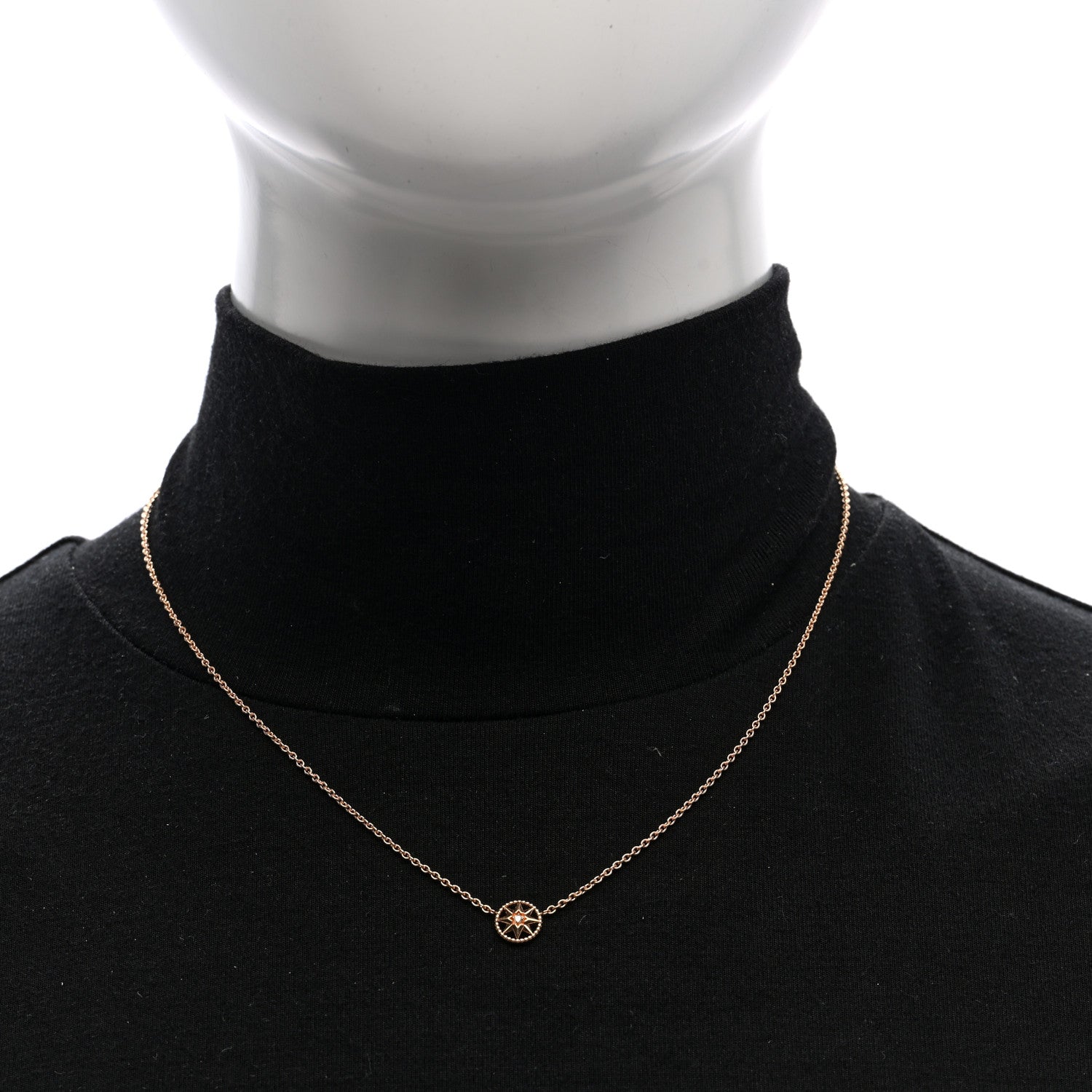 Christian Dior 18K Rose Gold Diamond XS Rose Des Vents Necklace 2 of 4