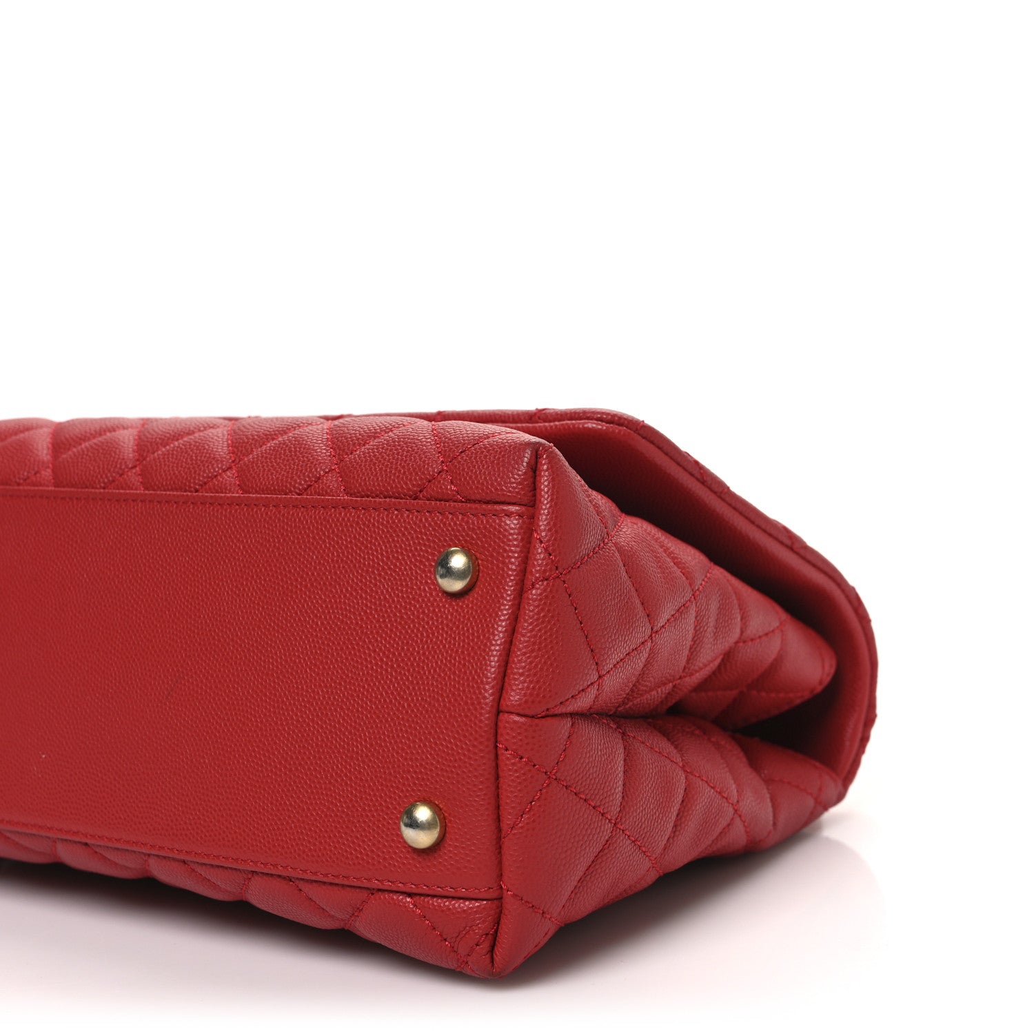 Chanel Caviar Quilted Small Coco Handle Flap Red 9 of 10