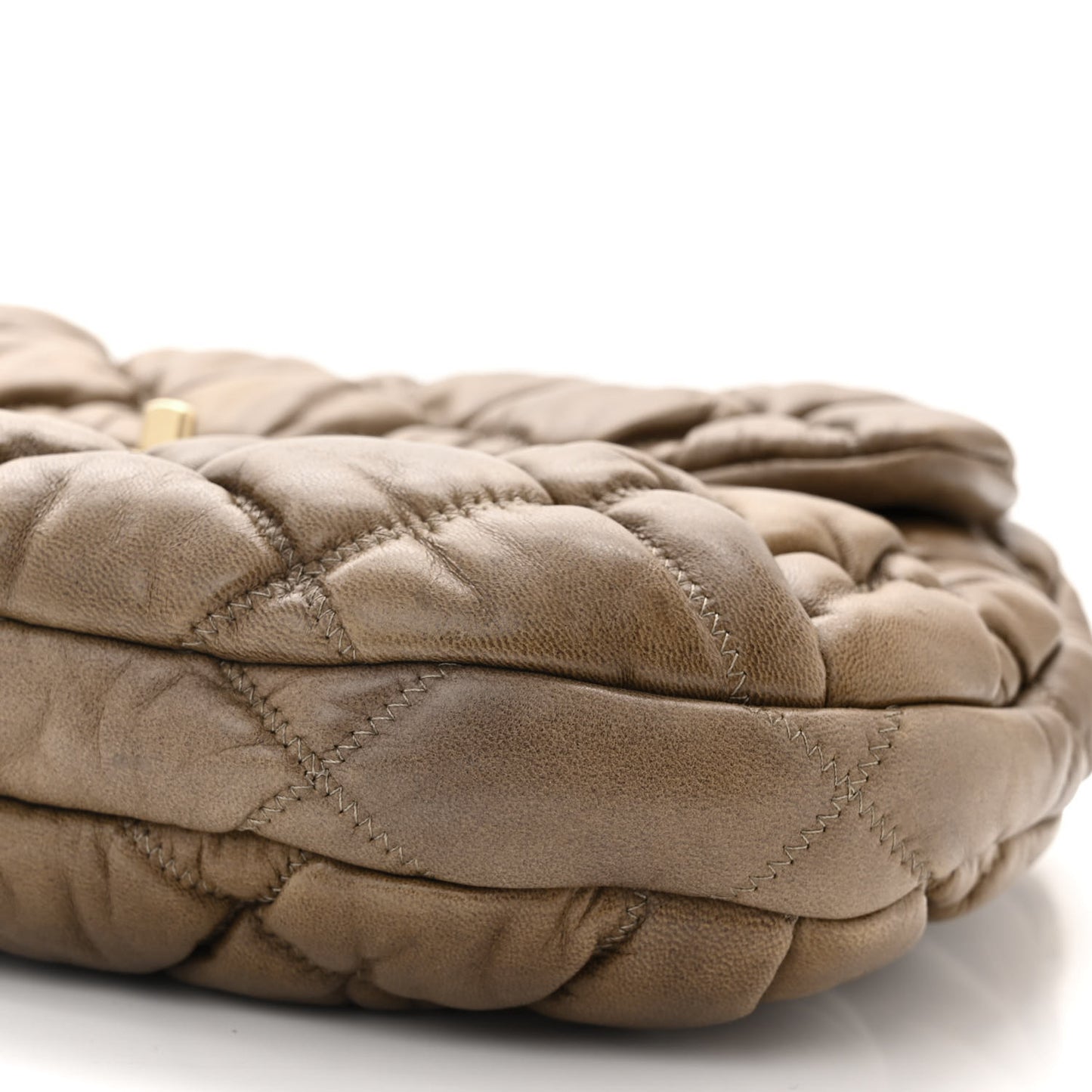 Lambskin Bubble Quilt Flap Brown