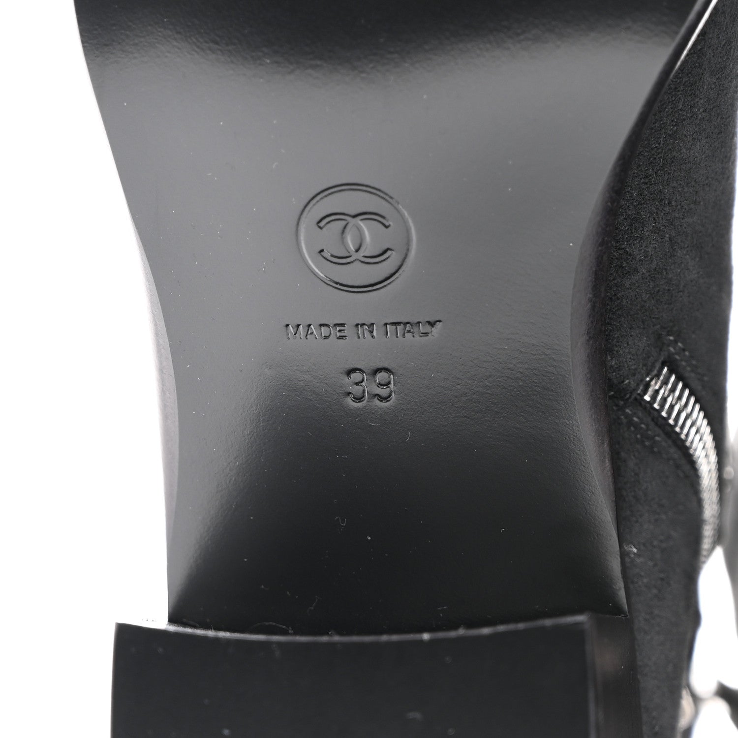 Chanel Suede Calfskin Chain CC Cap Toe Short Boots 39 Dark Grey 6 of 9