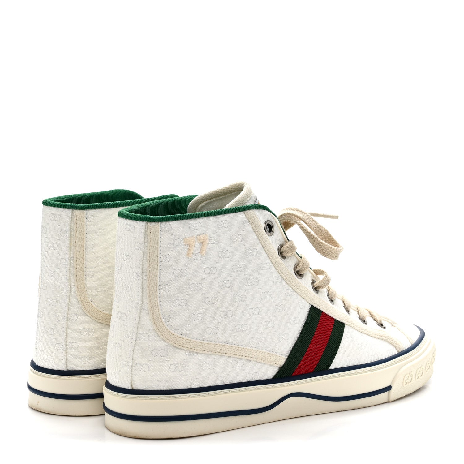 Gucci Monogram GG Mignon Web Womens 1977 Tennis High Top Sneakers 37 White 5 of 9
