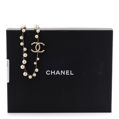 Chanel Pearl CC Long Necklace Gold Pearly White 6 of 6