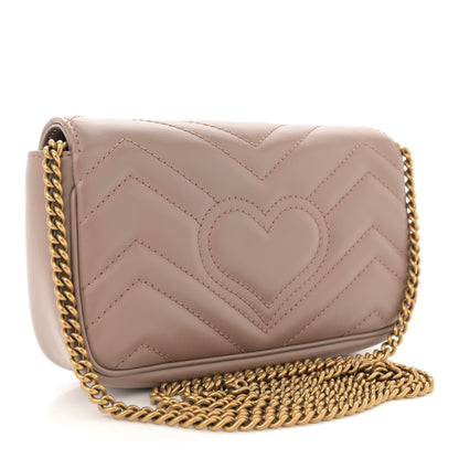 Gucci Calfskin Matelasse Super Mini GG Marmont Shoulder Bag Porcelain Rose 3 of 11
