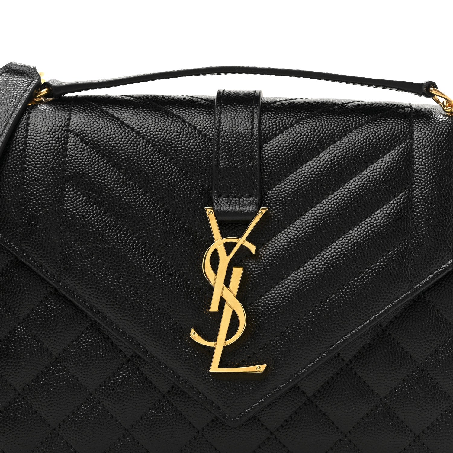 Saint Laurent Grain De Poudre Textured Mixed Matelasse Triquilt Medium Monogram Satchel Black 8 of 10