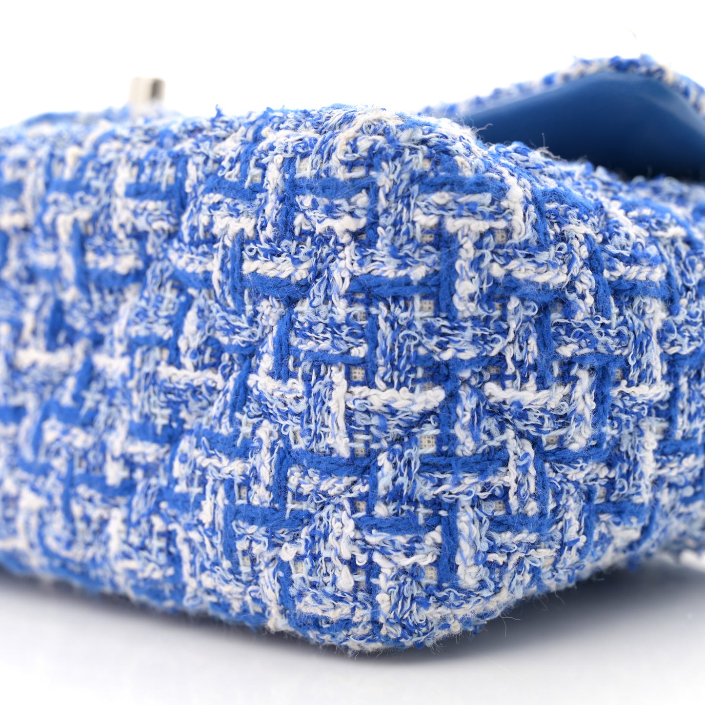 Tweed Quilted Mini Rectangular Flap Blue White