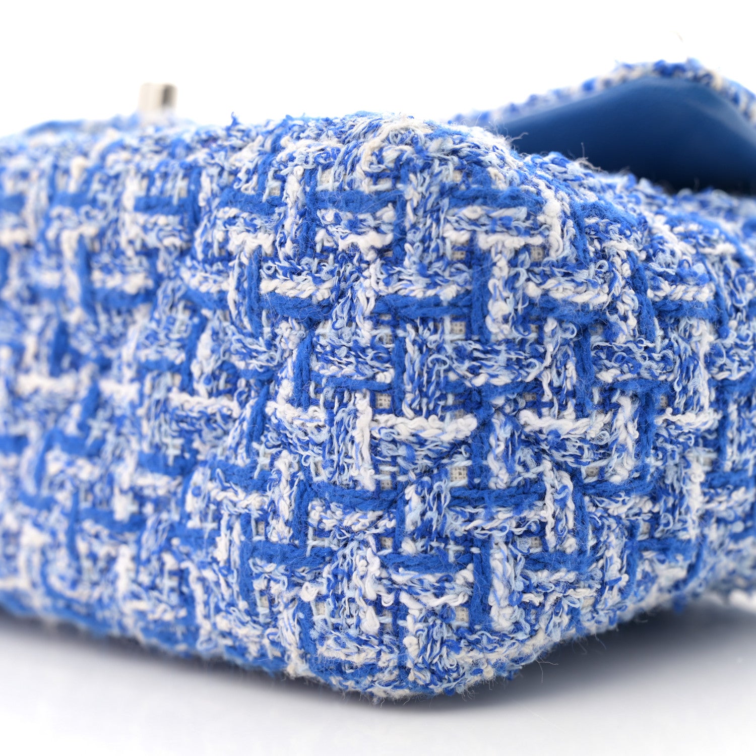 Chanel Tweed Quilted Mini Rectangular Flap Blue White 10 of 12
