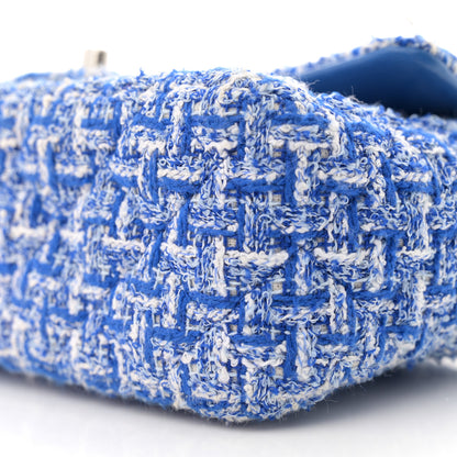 Chanel Tweed Quilted Mini Rectangular Flap Blue White 10 of 12
