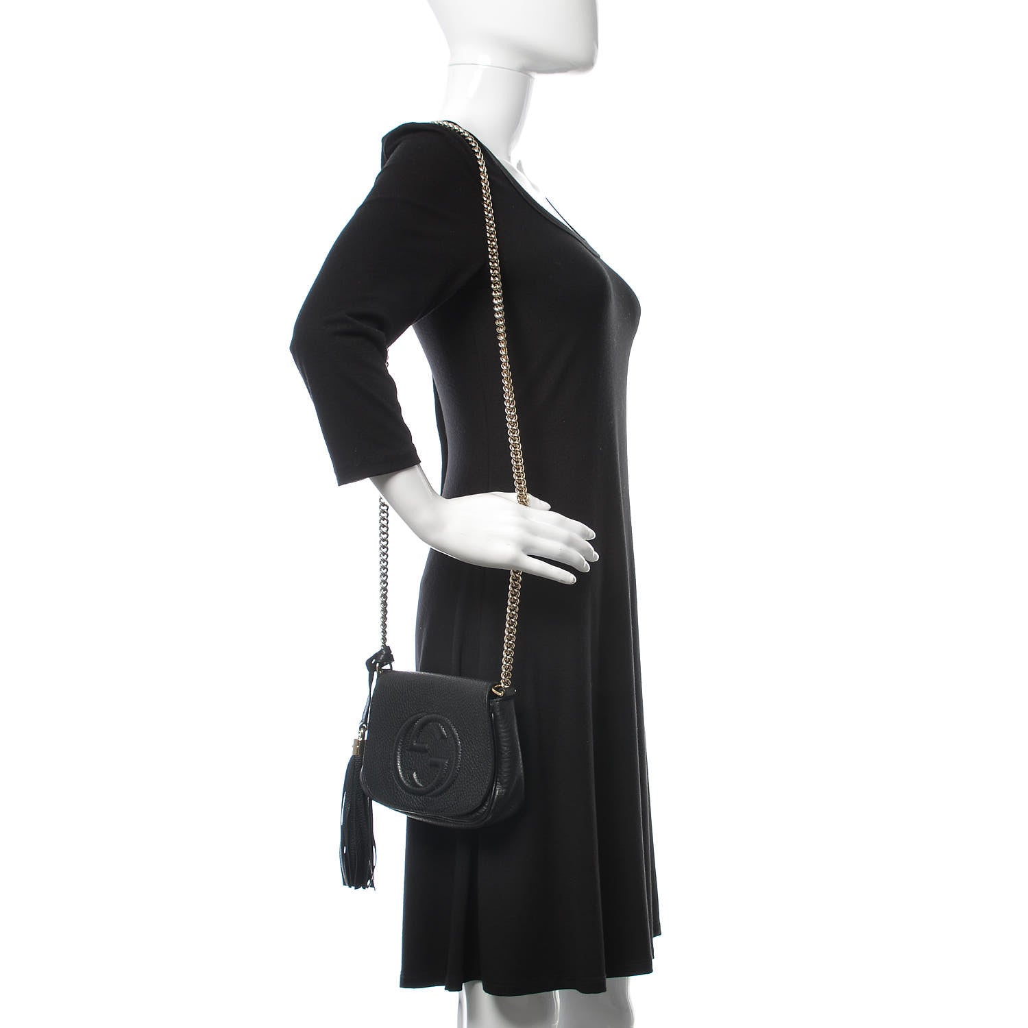 Gucci Pebbled Calfskin Small Soho Flap Crossbody Black 2 of 10