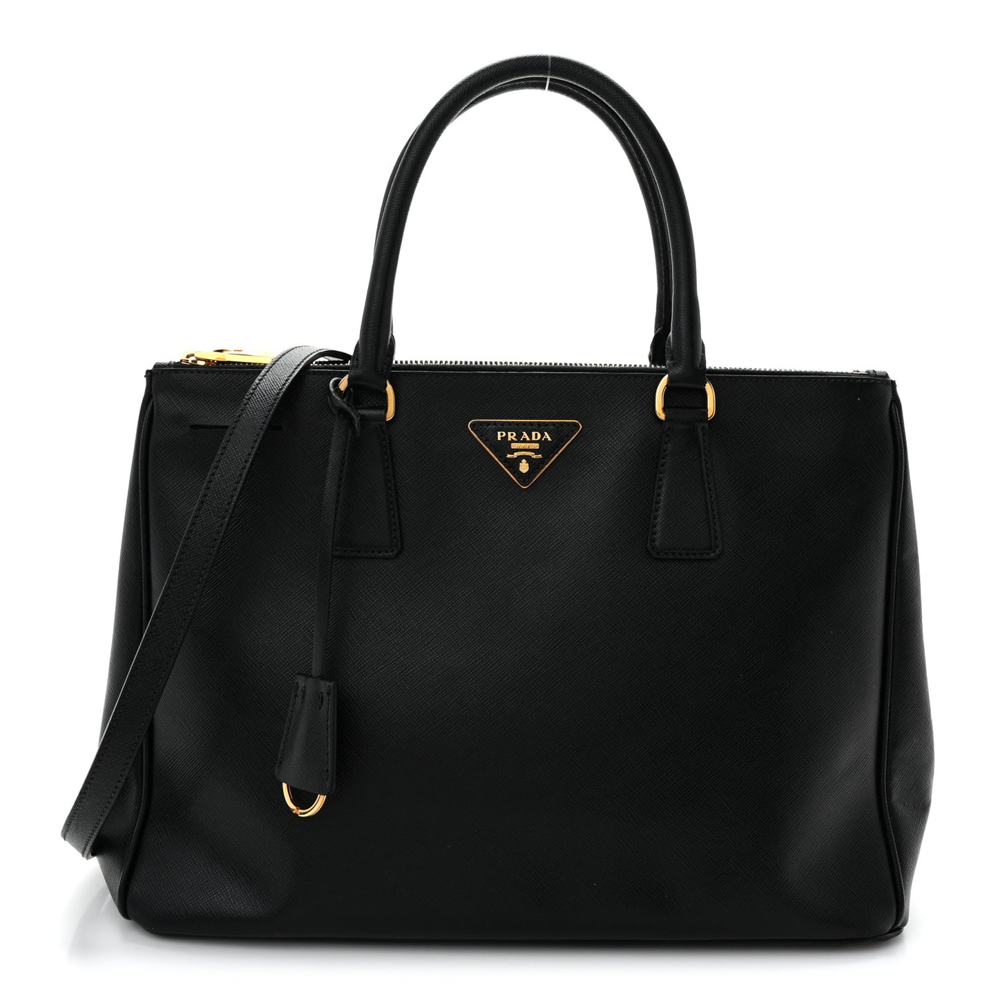 Saffiano Medium Galleria Double Zip Tote Black