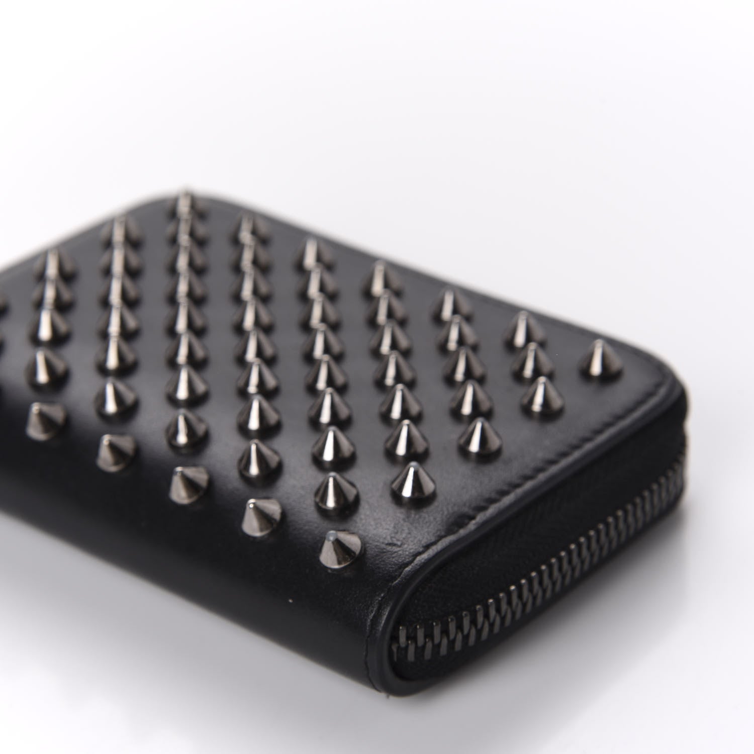 Christian Louboutin Calfskin Spiked Panettone Coin Purse Black 7 of 9
