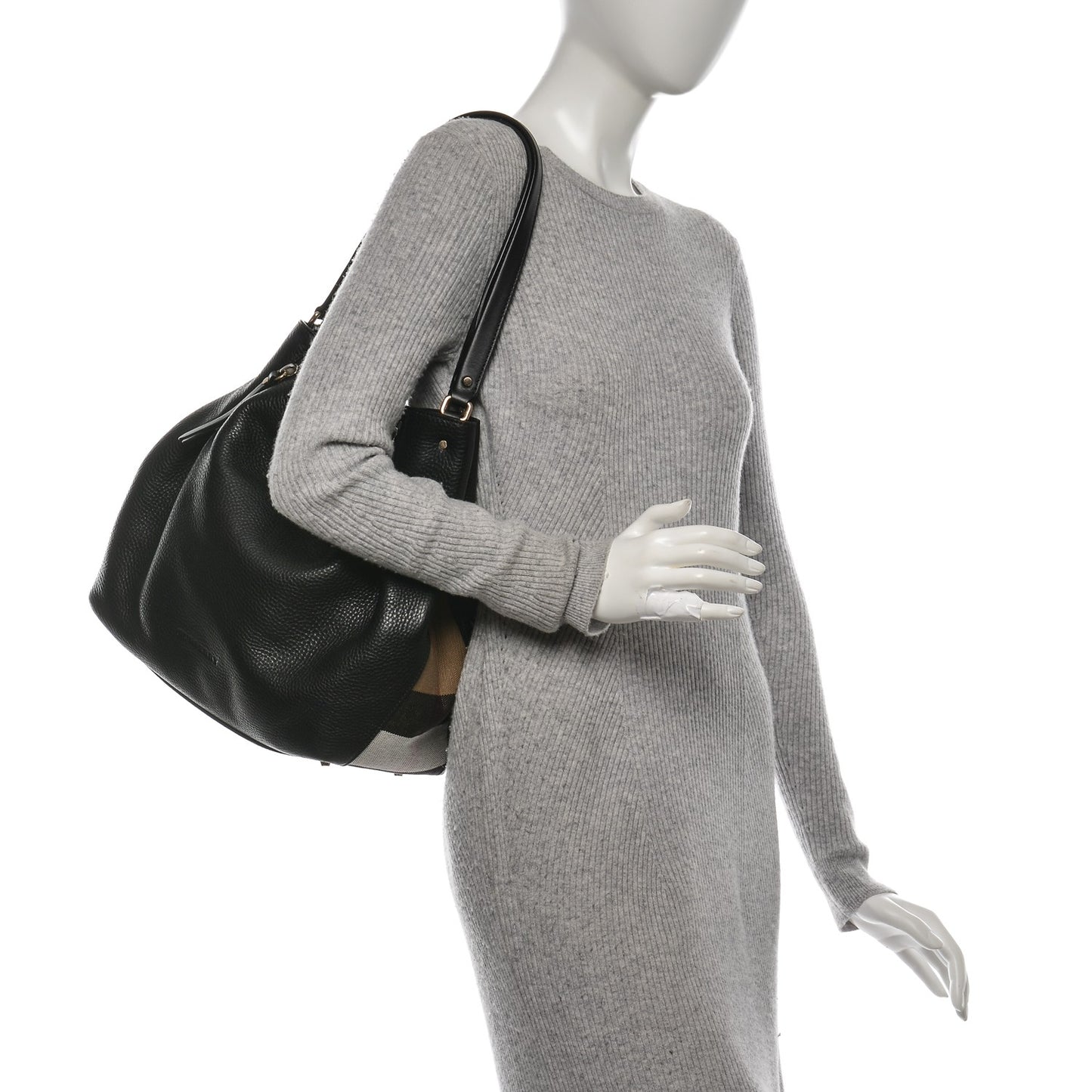 Grainy Calfskin House Check Medium Maidstone Black