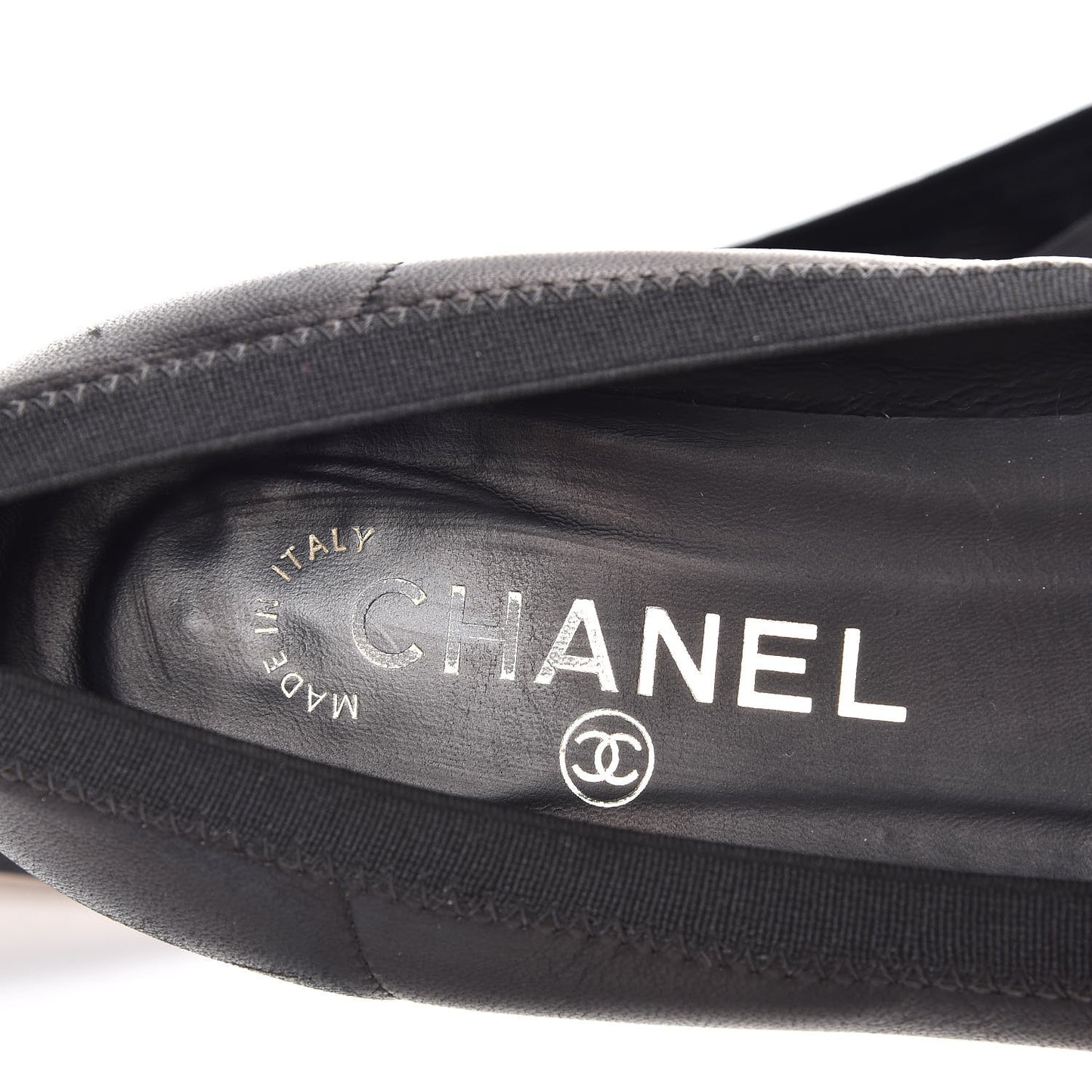 Lambskin Patent Cap Toe Elastic Ballet Flats 37 Black
