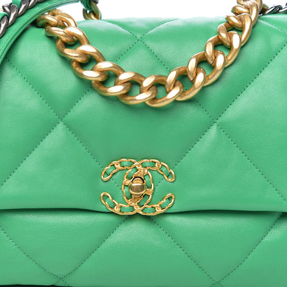 Chanel Goatskin Quilted Large 19 Flap Green 9 of 10