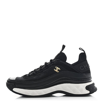 Chanel Velvet Calfskin Mixed Fibers CC Sneakers 38 Black 1 of 11