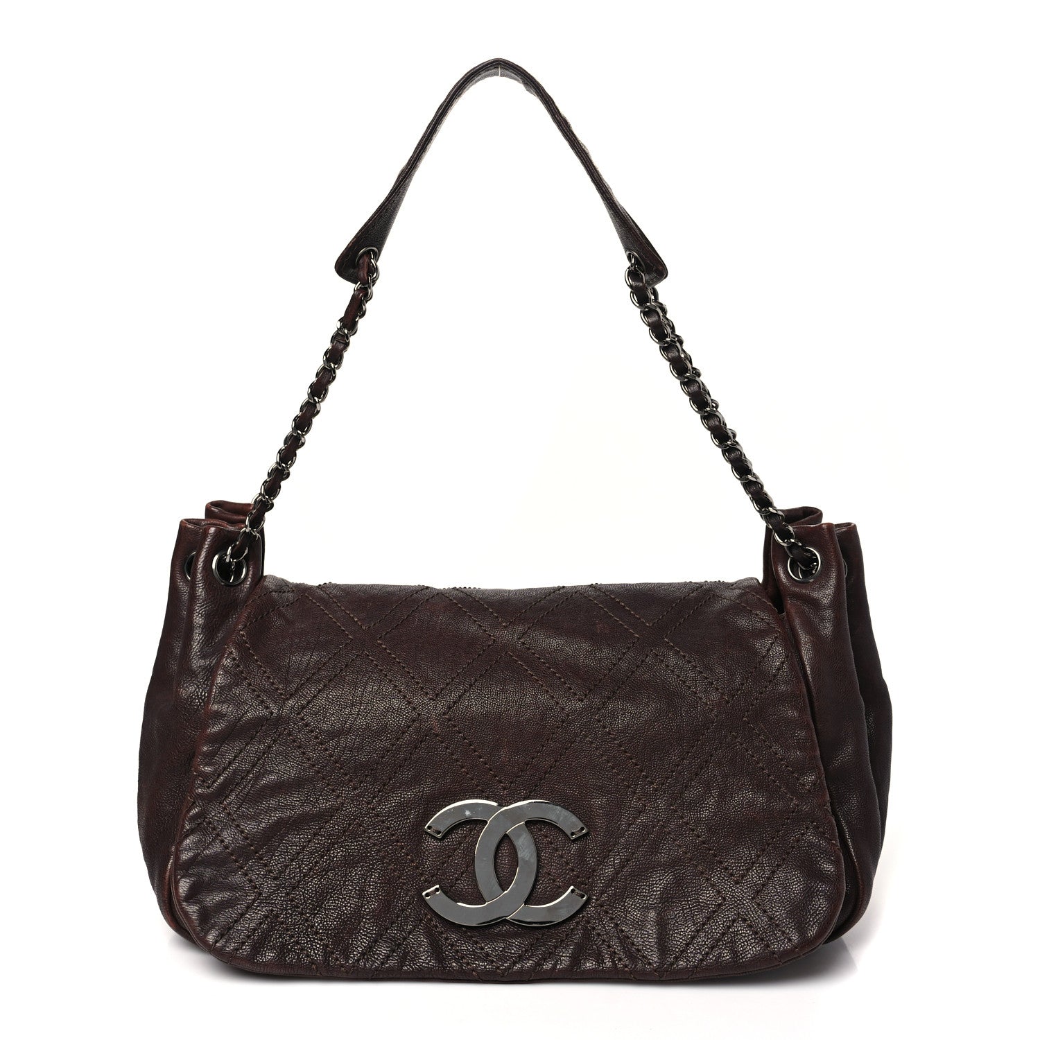 Chanel Calfskin Diamond Stitch Accordion Flap Brown 1 of 12