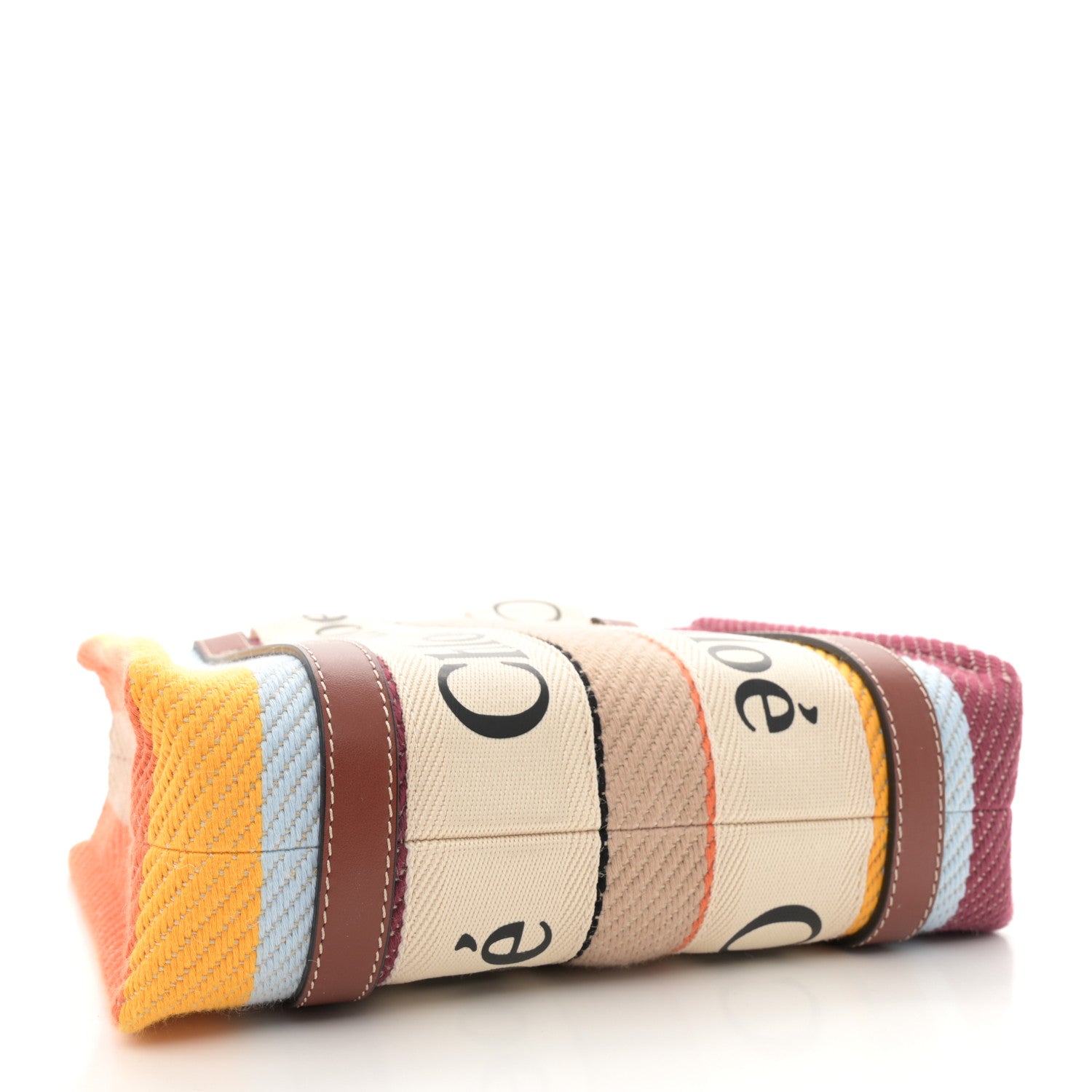 Chloe Cotton Calfskin Small Woody Striped Ribbon Tote Multicolor 4 of 10