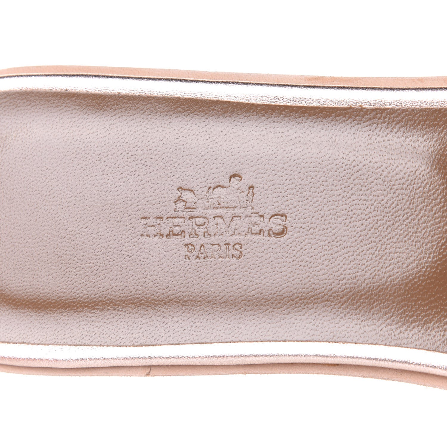 Hermes Metallic Calfskin Oran Sandals 40.5 Rose Dore 7 of 8