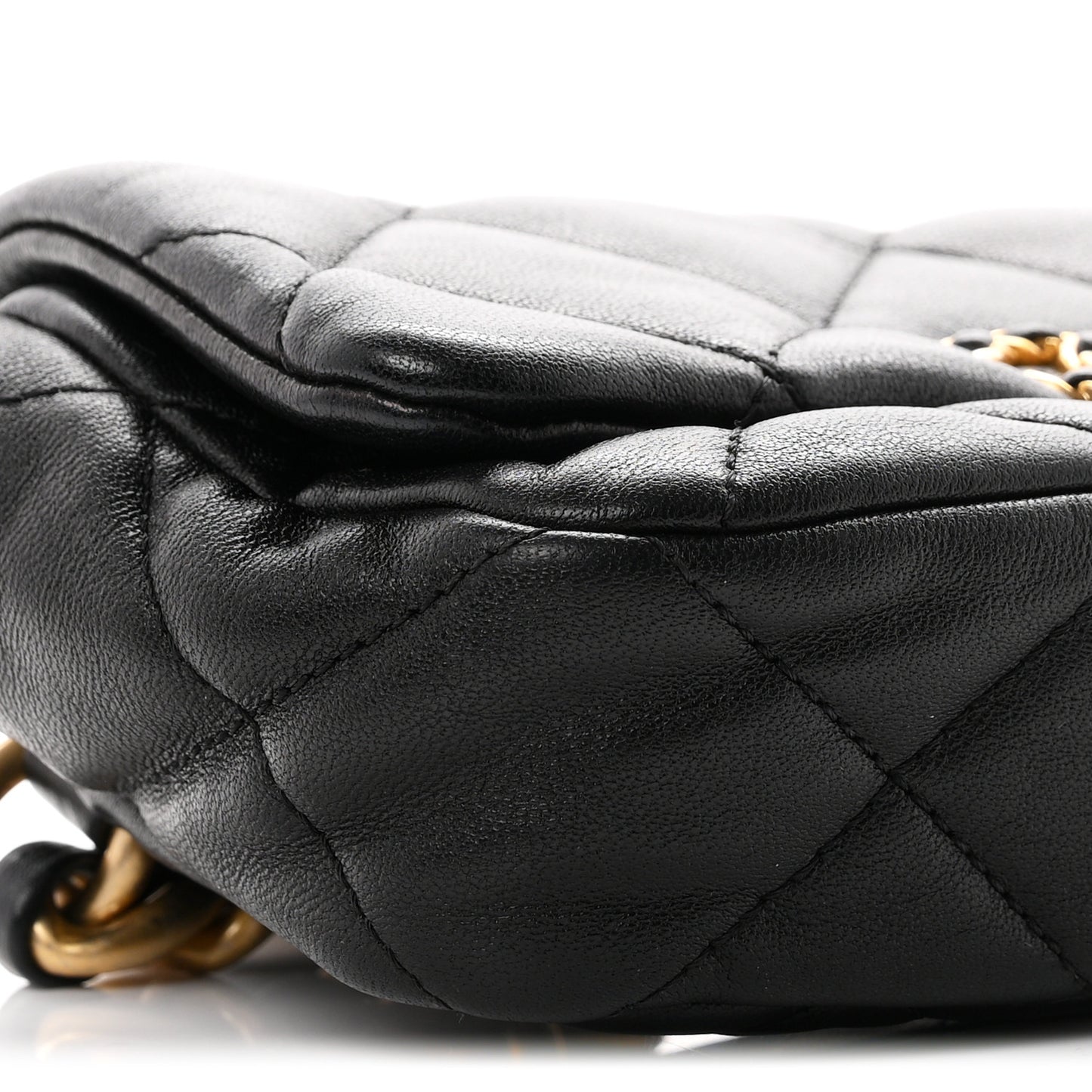 Lambskin Quilted Chanel 19 Waist Bag Black