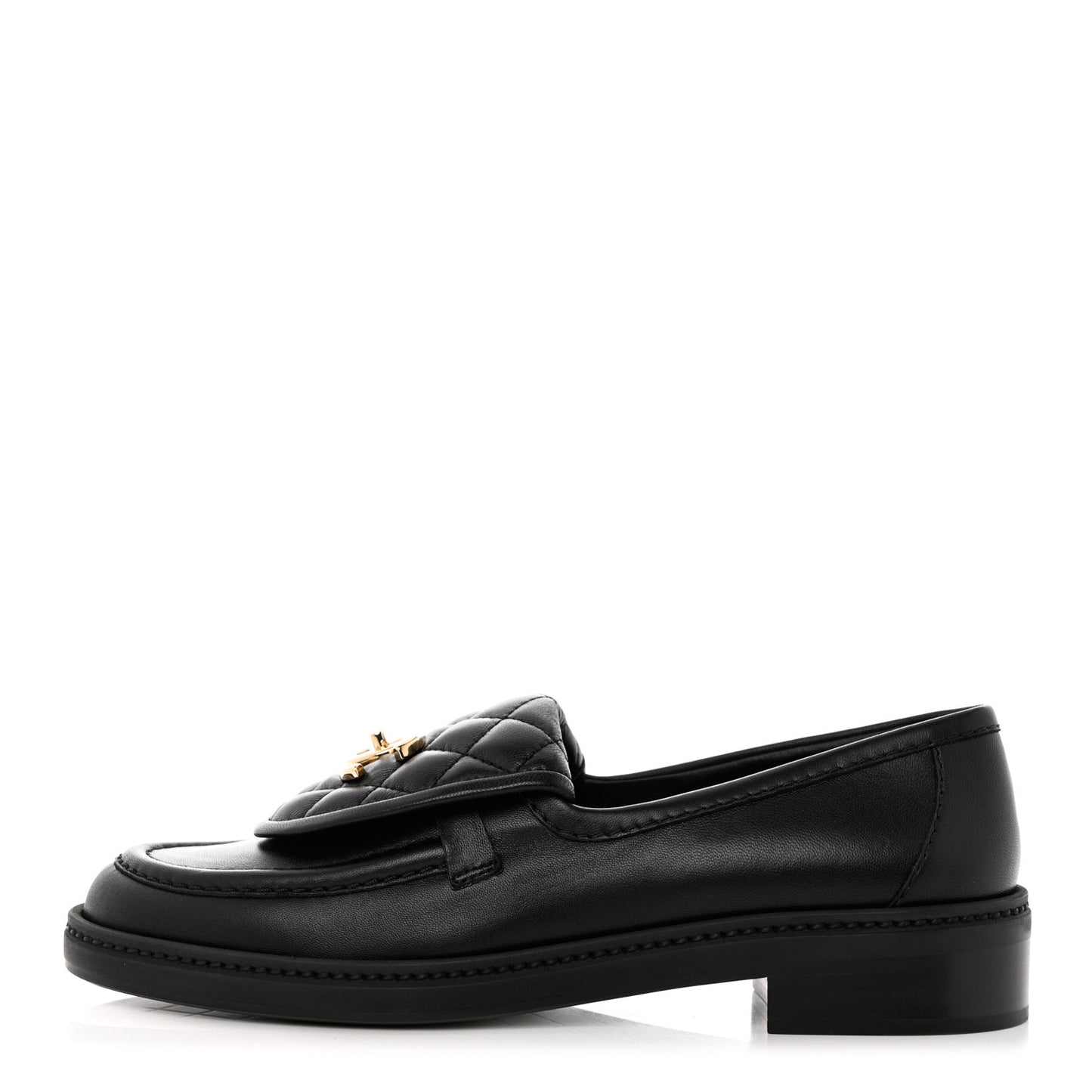 Lambskin Quilted CC Turnlock Loafers 38 Black
