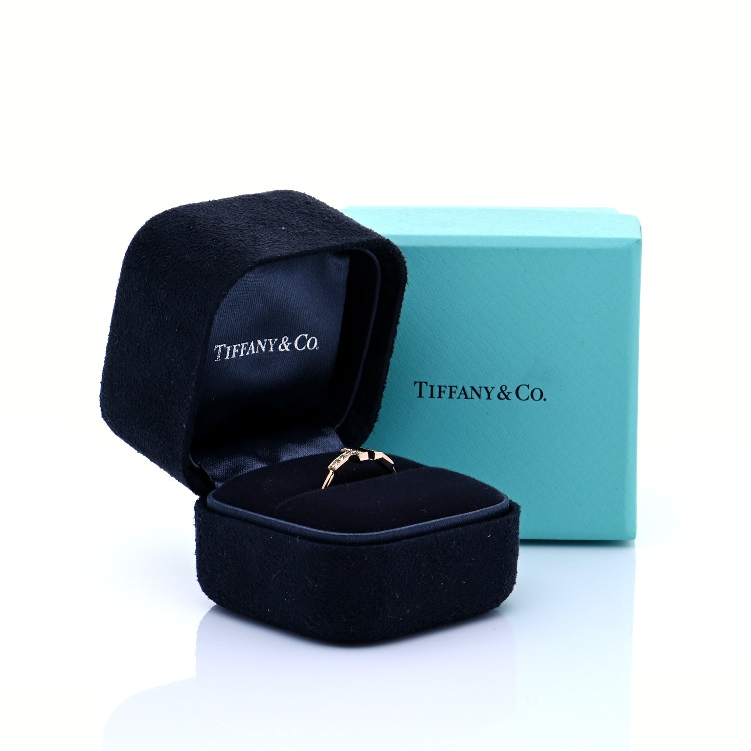 Tiffany 18K Rose Gold Diamond T Wire Ring 56 7.5 5 of 5