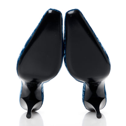 Saint Laurent Velvet Tom 90 Dream Slingback Pumps 39 Denim 5 of 9