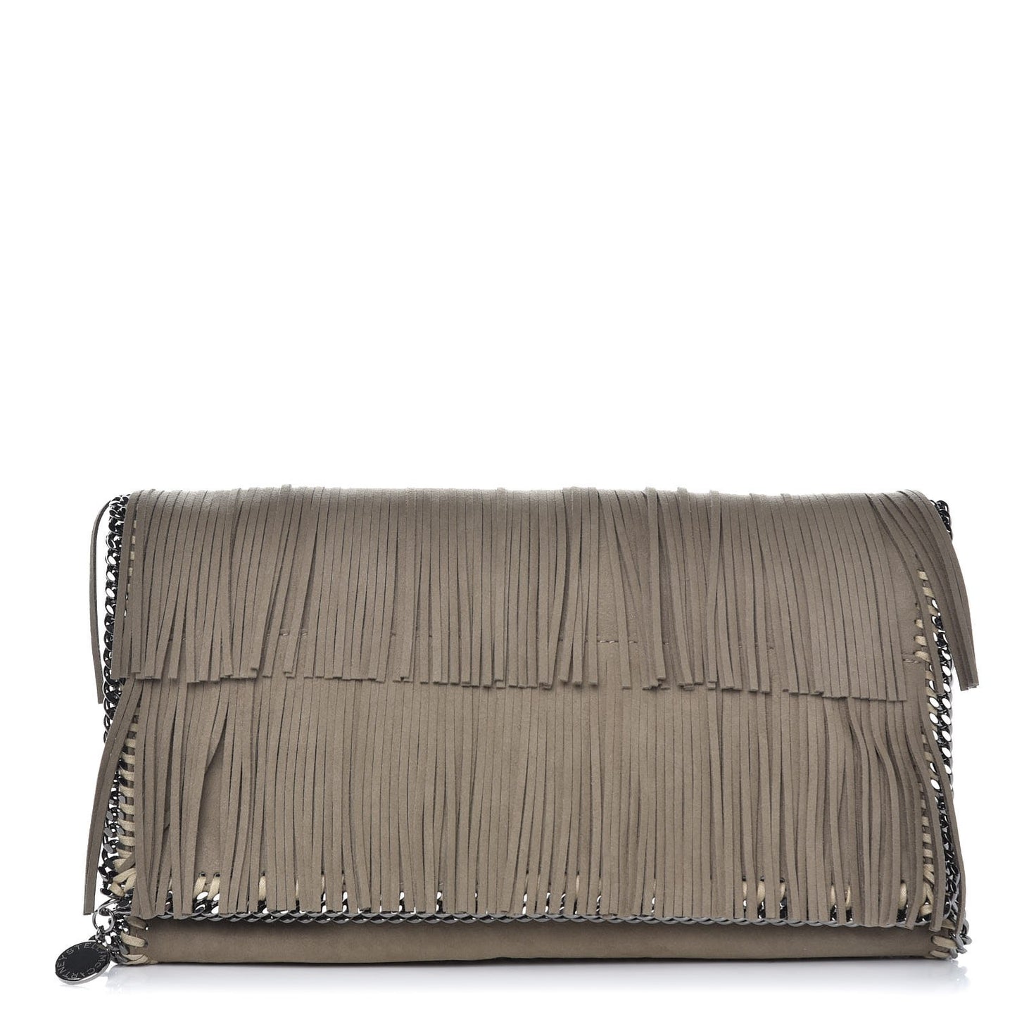 Eco Suede Fringe Falabella Clutch Taupe