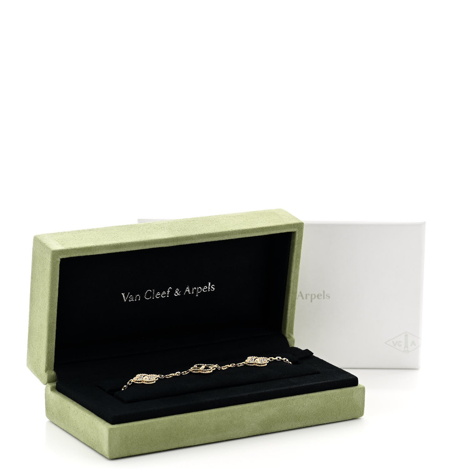 Van Cleef & Arpels 18K Yellow Gold Diamond 5 Motifs Guilloche Vintage Alhambra Bracelet 6 of 6