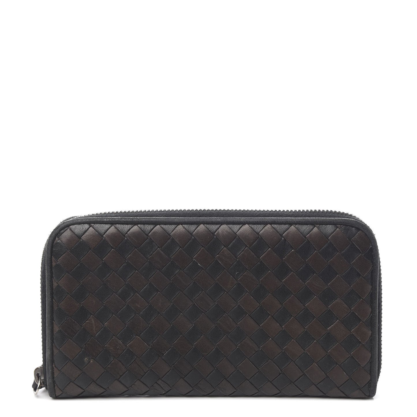 Nappa Intrecciato Zip Around Wallet Black Ebano