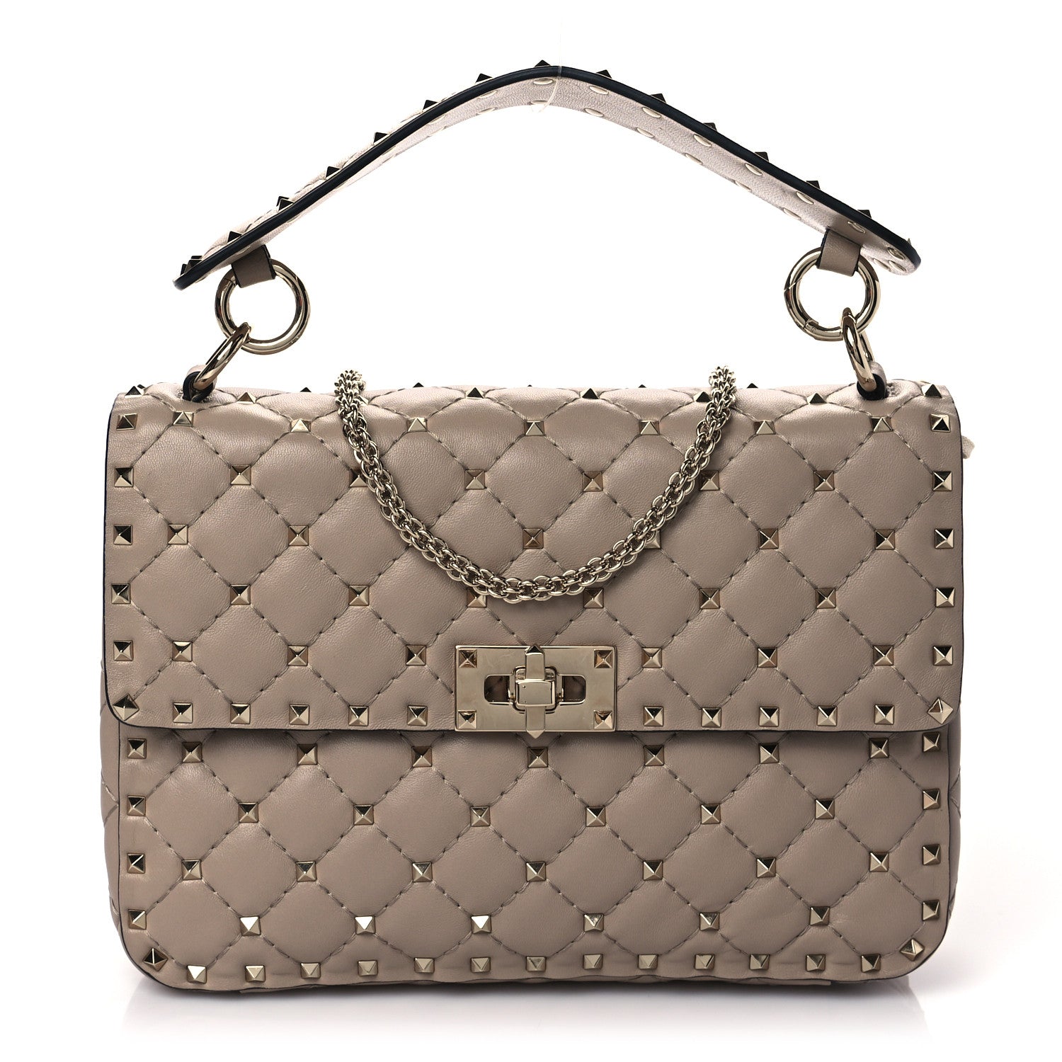 Valentino Garavani Lambskin Medium Rockstud Spike Shoulder Bag Poudre 1 of 9