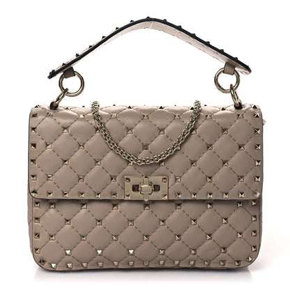 Valentino Garavani Lambskin Medium Rockstud Spike Shoulder Bag Poudre 1 of 9