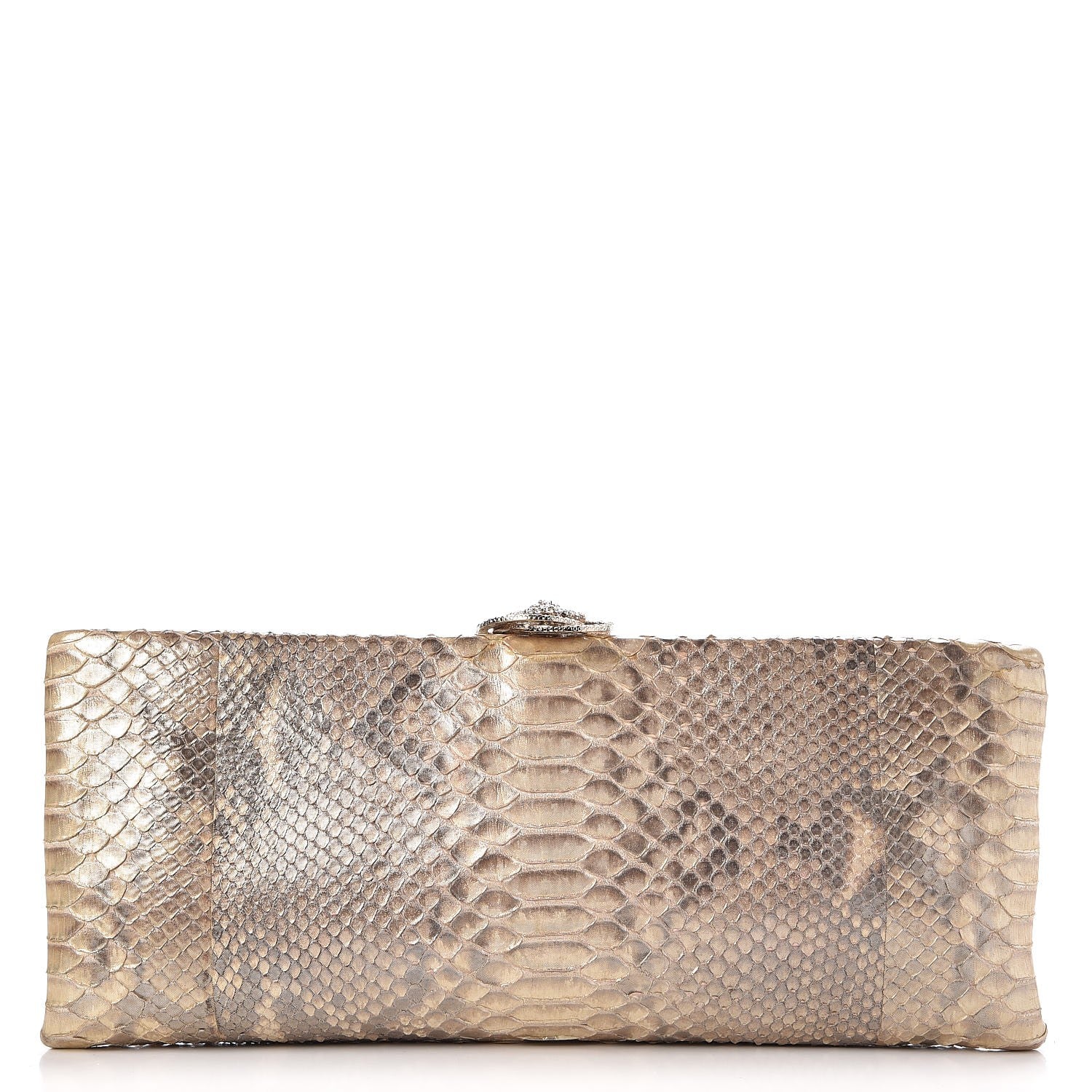 Chanel Metallic Python Crystal CC Clutch Gold 1 of 10