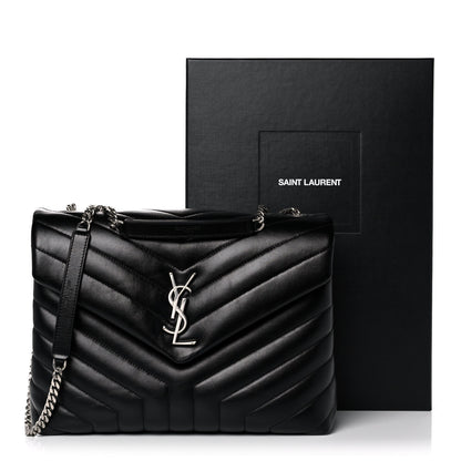 Saint Laurent Calfskin Y Quilted Monogram Medium Loulou Chain Satchel Black 16 of 16